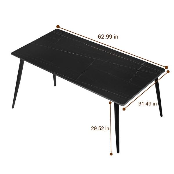 Sintered Stone Dining Table with Carbon Steel Legs - N/A - Bed Bath ...