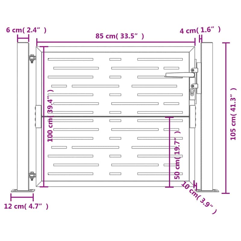 vidaXL Garden Gate Anthracite Steel Square Design