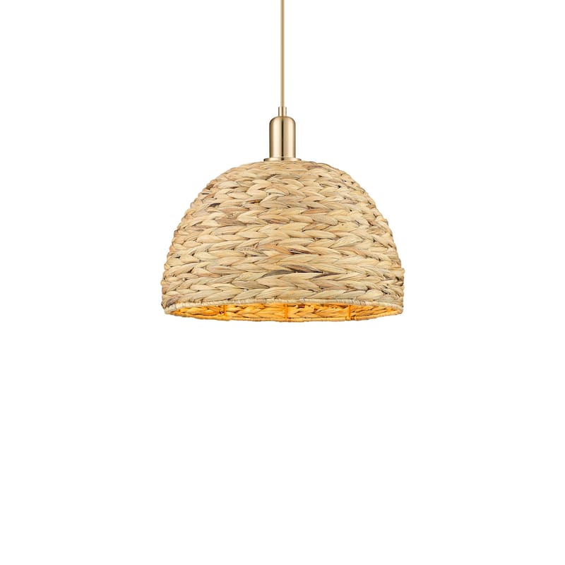 Innovations Lighting 716-1P-14-16 Woven Rattan Pendant Woven Rattan - Champagne Bronze / Natural