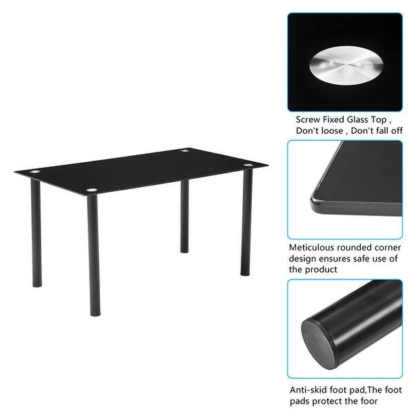 Modern Black Glass Top Iron Dining Table 4