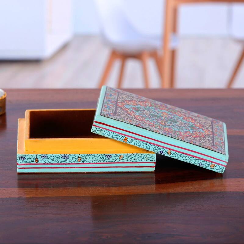 Novica Handmade Persian Flower Paradise Papier Mache Decorative Box