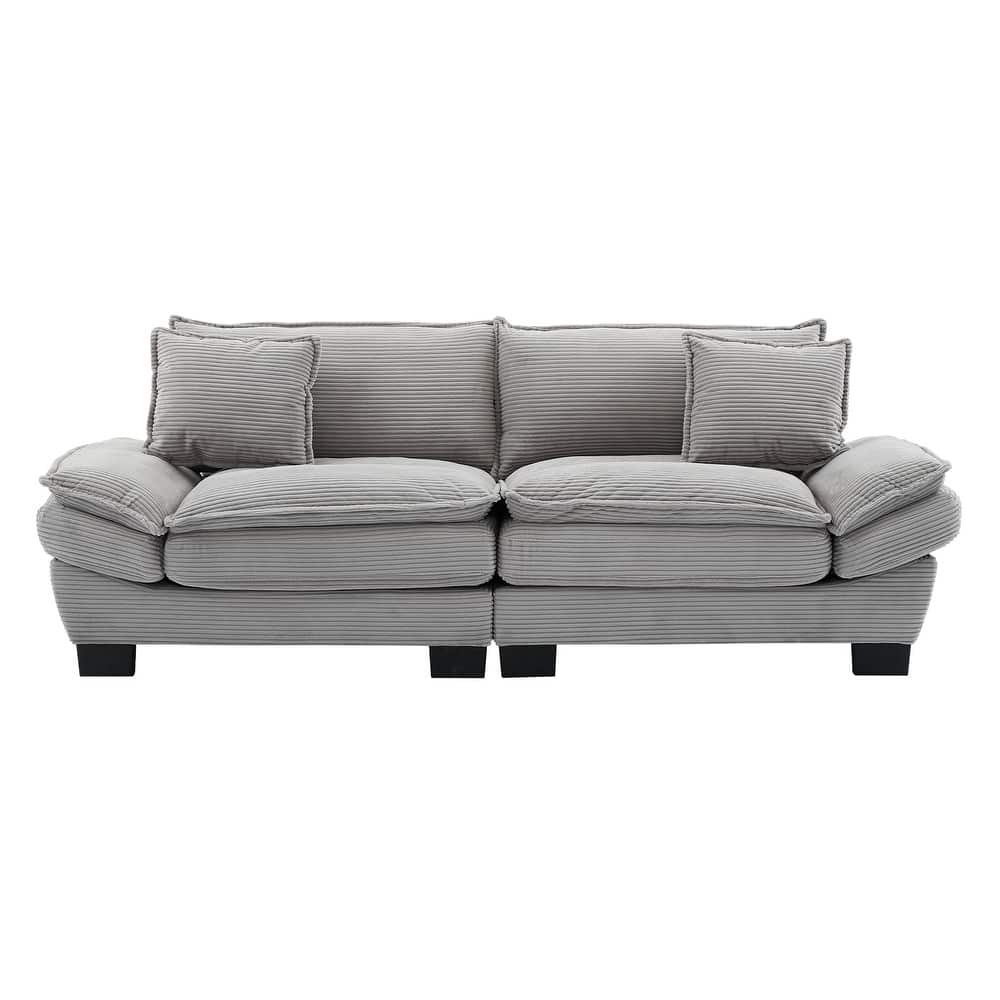 Corduroy Upholstered Loveseat Sofa, 2 Seater Sofa with Pillows, Deep Seat Sectional Sofa with Removable Cushions