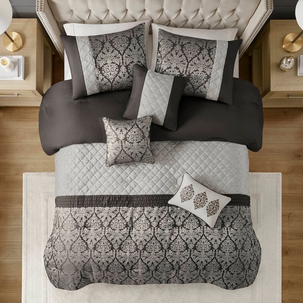 Madison Park Lily 6 Piece Jacquard Comforter Set with Throw