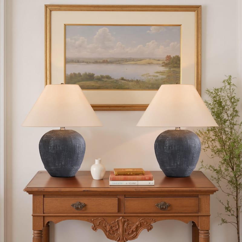 Ceramic Table Lamp with Linen Shade