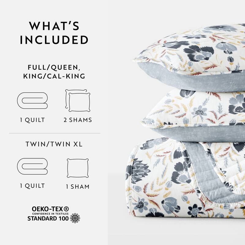 Becky Cameron All Season 3 Piece Floral Reversible Quilt Set