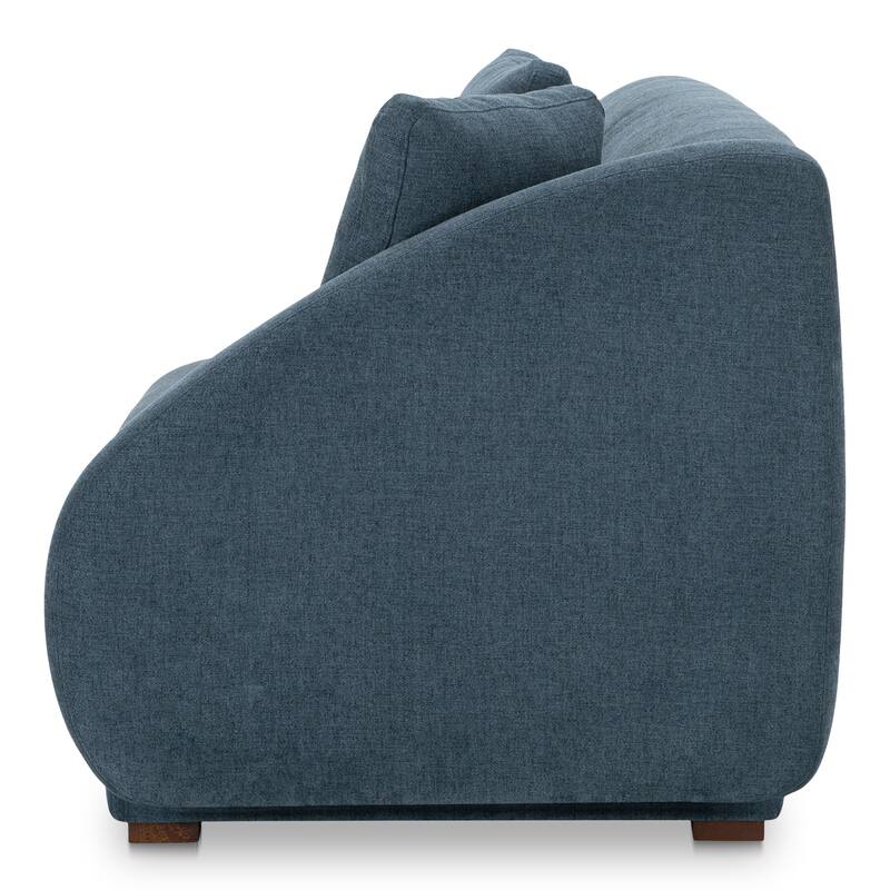 NADAAL STUDIOS Solace Left Arm Facing Modular Sofa, Deep Foam & Fiber Cushioning, Plinth Base, Two Toss Cushions, White