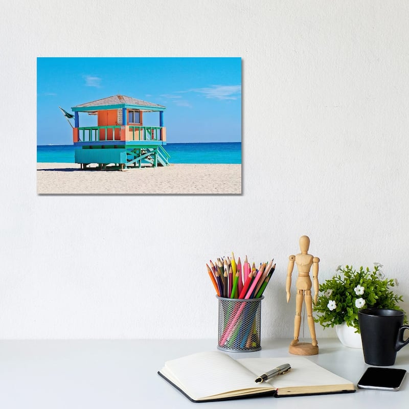 iCanvas "Ocean Drive Lifeguard House South Beach III" by Susanne Kremer Canvas Print - 8x12x0.75