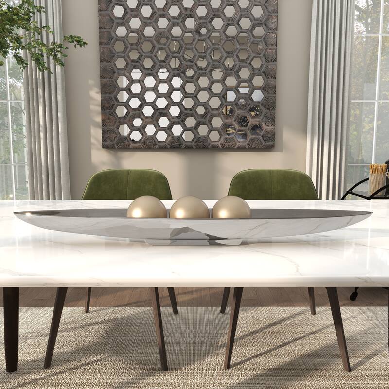 Aluminum Metal Living Room Decor Tray - Silver - Roche River Decor