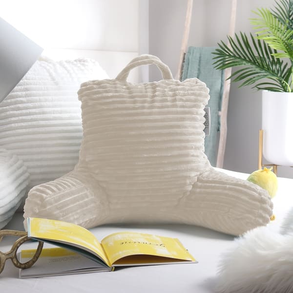 Nestl Reading Pillow, Medium Bed Rest Pillow With Arms For Kids Teens Adults Premium Shredded Memory Foam Tv Pillow Gray