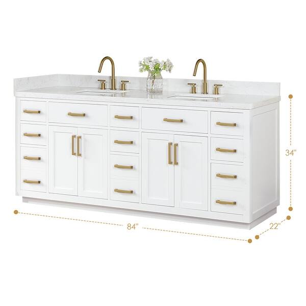 dimension image slide 8 of 21, Altair Gavino Bath Vanity with Grain White Composite Stone Top, no Mirror