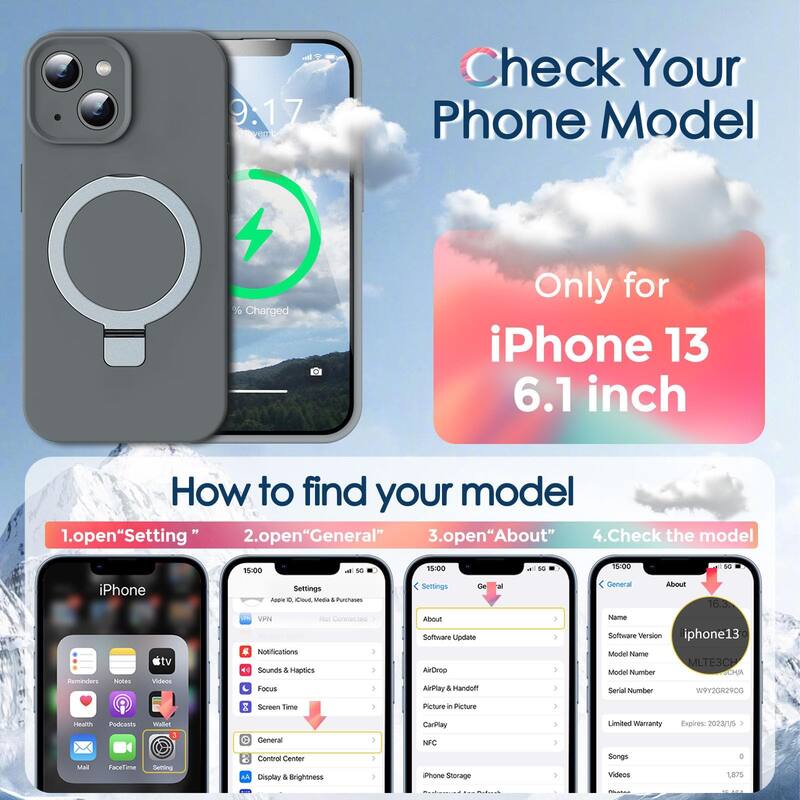 6.1 inch iPhone 13 Case, Liquid Silicone, Moisturizing Factor, Extreme Soft Slim Phone Case with Stand, Compatible with MagSafe