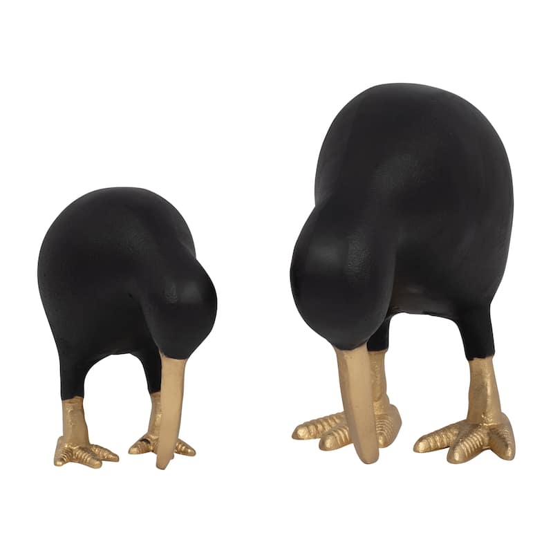 Decorative Metal Kiwi Bird Figurine Sculpture - Black & Gold