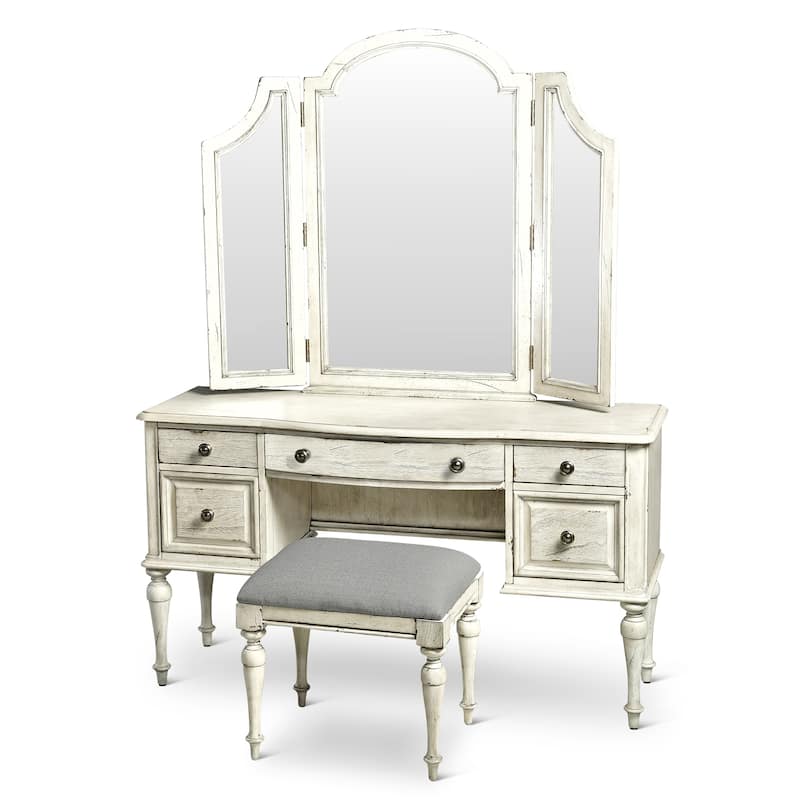 Steve Silver Havenwood Vanity Desk Set - Distressed Rustic Ivory