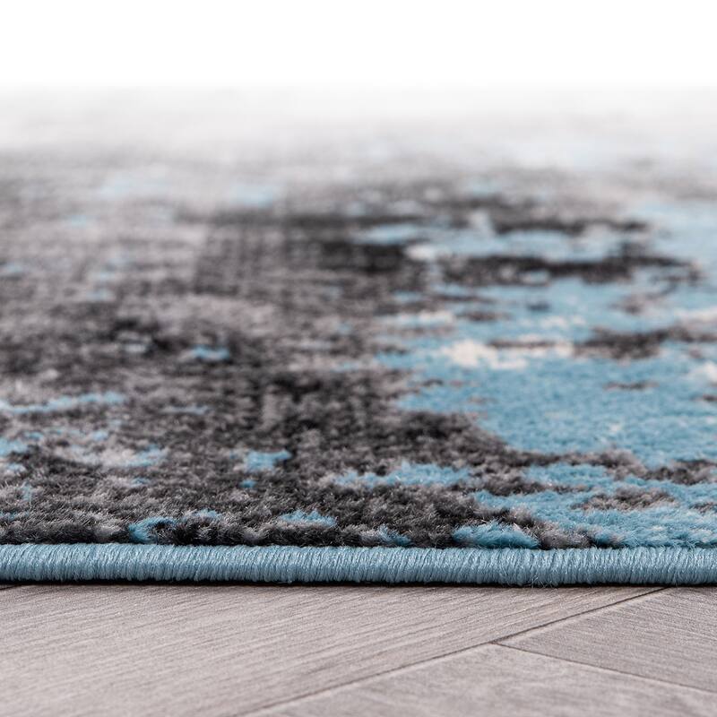 World Rug Gallery Contemporary Abstract Splash Blue Area Rug