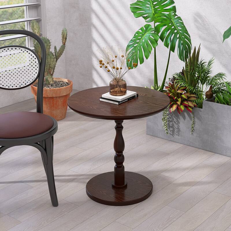 23"Accent Round Table, Round Side Table, Small Table for Small Spaces, Modern Accent Nightstand with Solid Wood Leg
