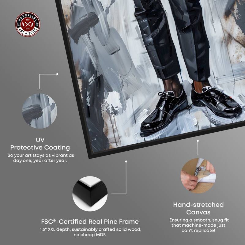 Notoriart Man Of Style Framed Men Style 1 Piece Canvas Wall Art