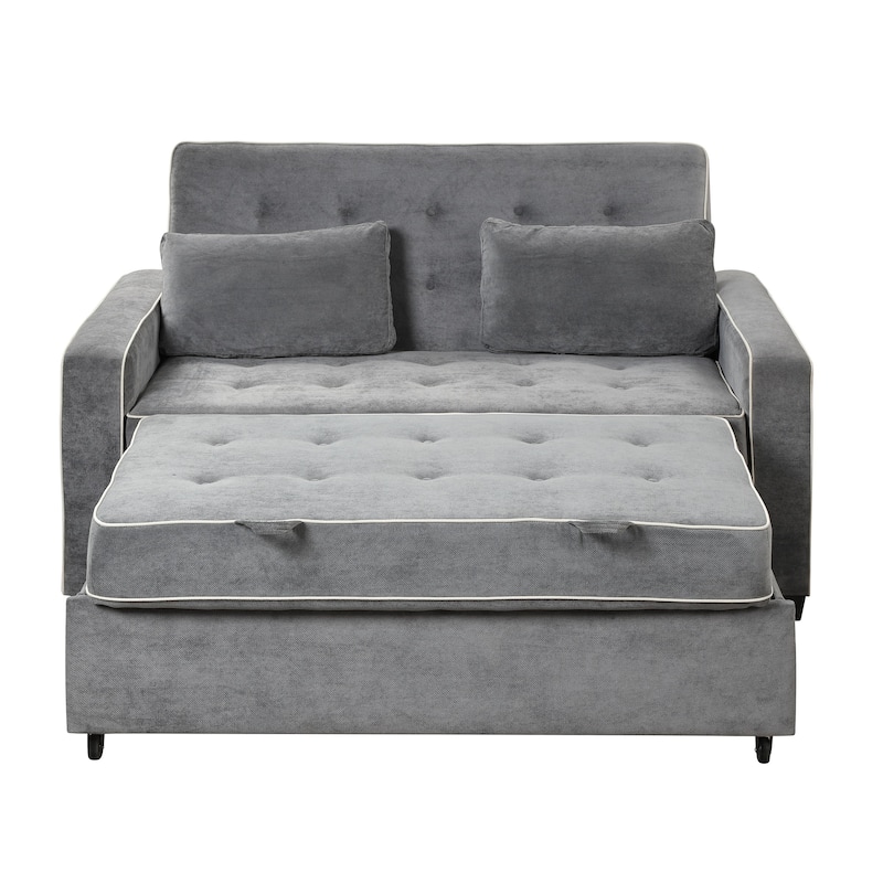 Pull Out Sleeper Bed, Sofa Bed Couch with USB Charging Port, Lounge Loveseat Sofa Daybed with Adjustable Backrest