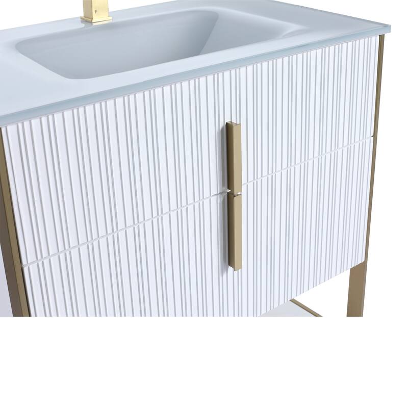 Fine Fixtures Serenity Modern Bathroom Vanity with White Glass Top