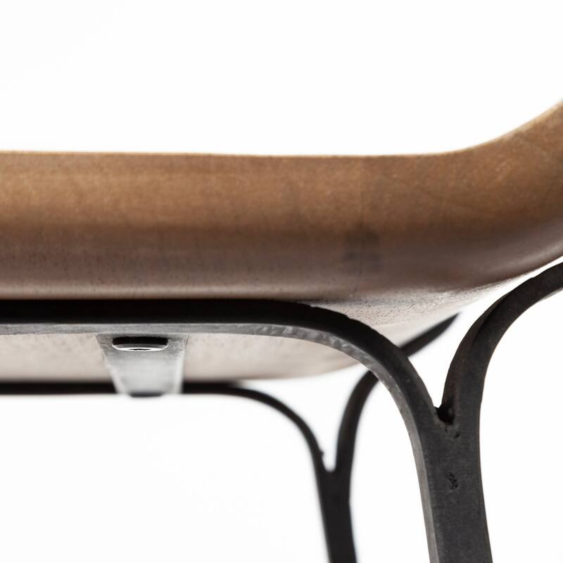 Conan Medium Brown Solid Wood Seat With Black Metal Frame Counter Stool - 15.0L x 16.0W x 25.0H