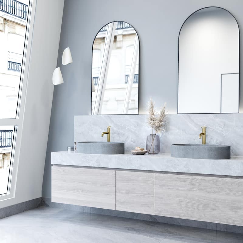 Vigo Concreto Stone 23-5/8" Oval Concreto Stone Vessel Bathroom Sink