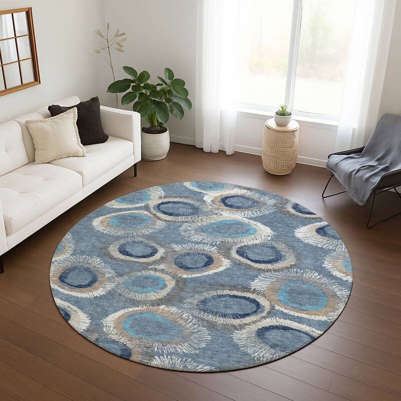 Machine Washable Indoor/ Outdoor Modern Spikey Chantille Rug