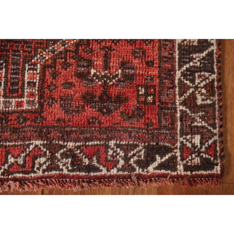 Tribal Orange Qashqai Persian Vintage Area Rug Handmade Wool Carpet - 2'7"x 4'2"
