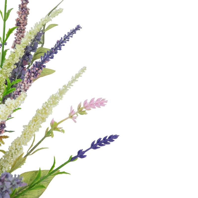 Lavender with Mixed Foliage Artificial Floral Spray - 21" - Purple