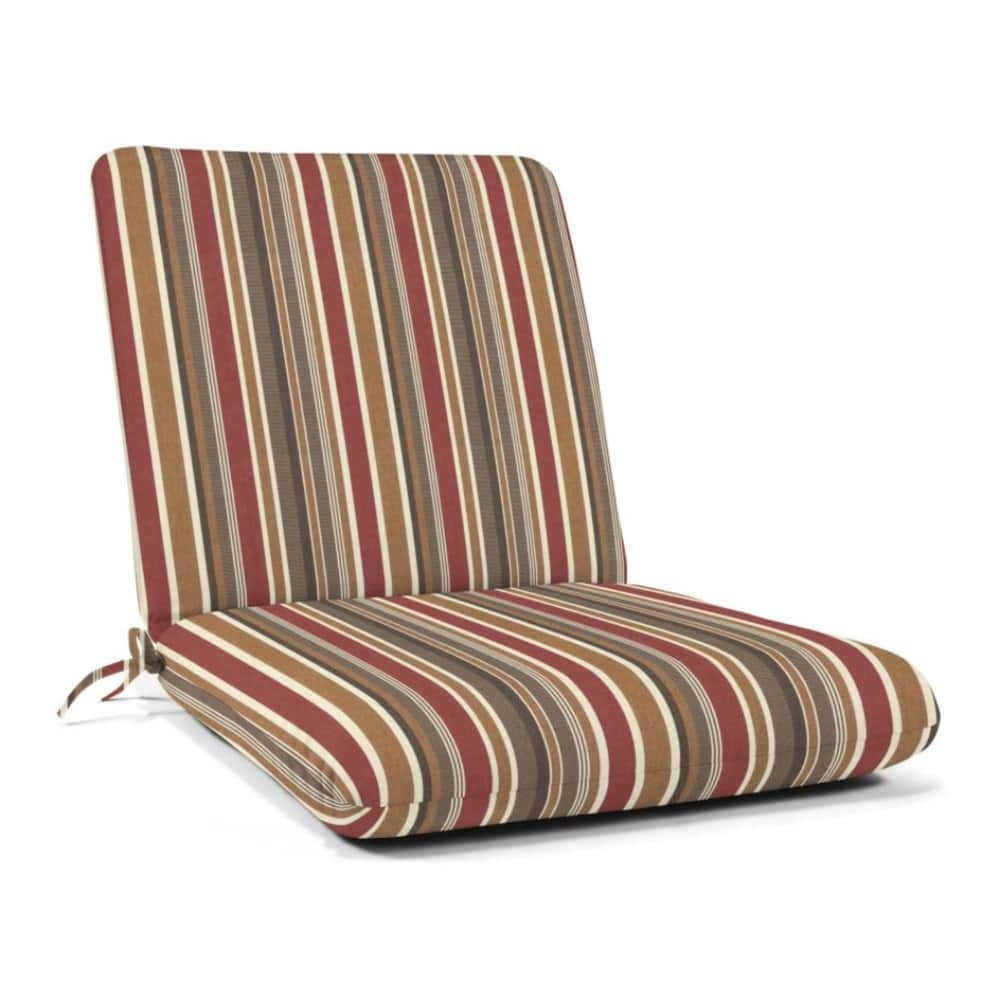 Sunbrella Stripe Fabric 1-Piece Indoor/Outdoor Club Chair Cushion, 22"W x 44"L