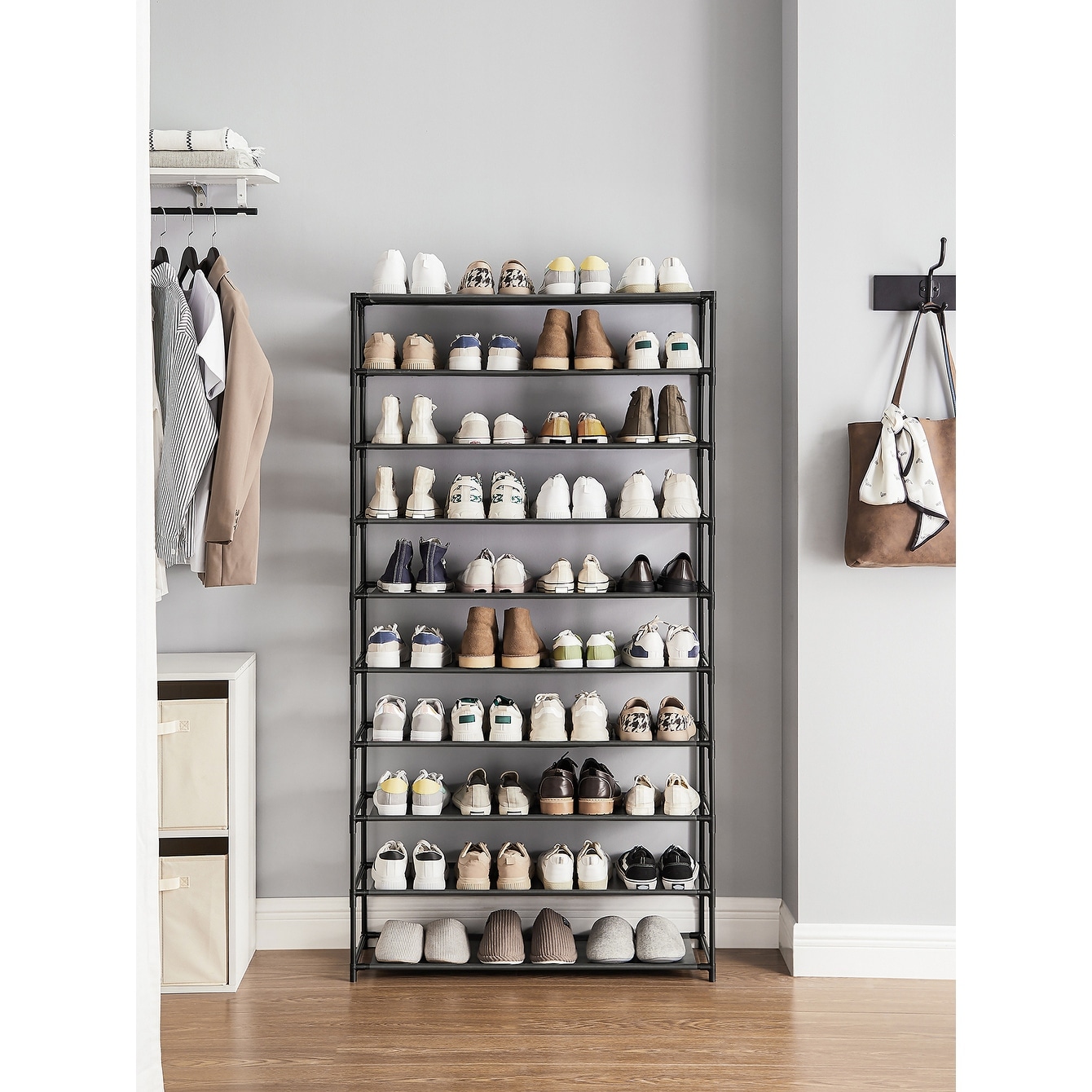 SONGMICS 3-Tier Shoe Rack Shoe Bench,for Entryway Storage