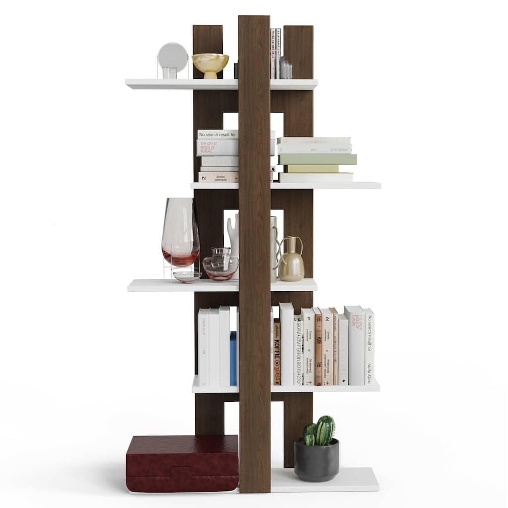 Gymax 5-Tier Bookshelf Freestanding Storage Shelf Tree Bookshelf Room