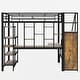 preview thumbnail 35 of 34, Full Size Metal Loft Bed with Storage Staircase, Small Wardrobe, and Desk