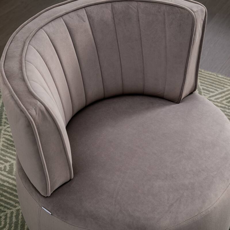 Gray Modern 25.2" Upholstered 360° Swivel Barrel Chair with Wide Upholstered and Sturdy Hardwood Frame