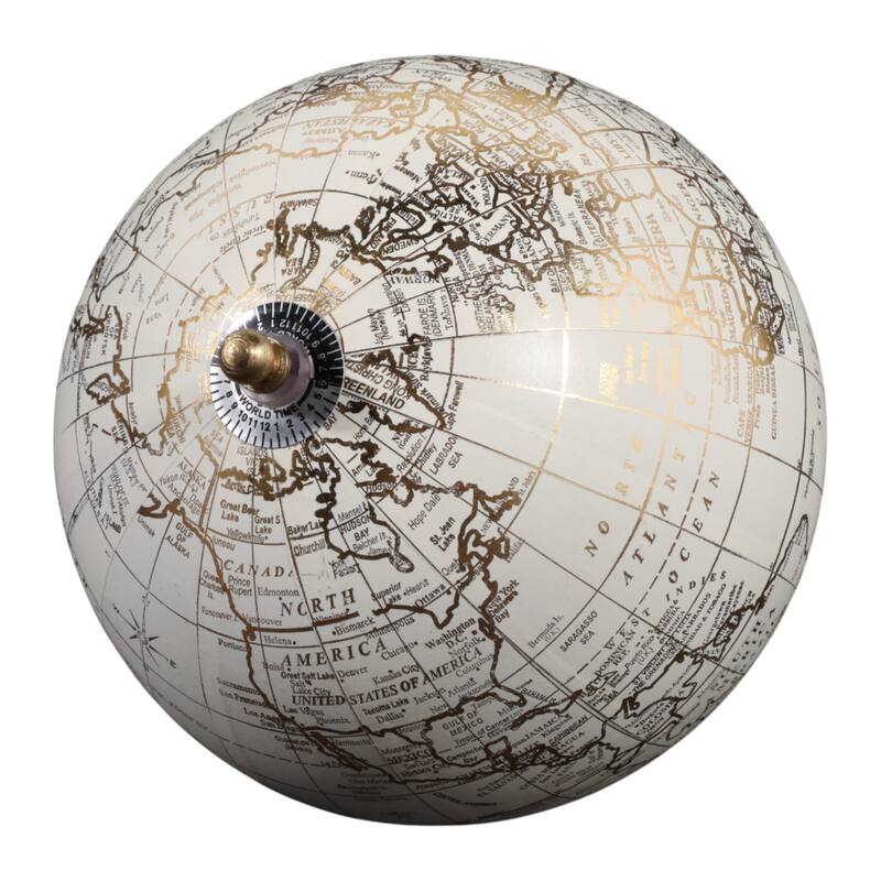 Marble Polyresin Globe Modern Glam Accent - 9" White/Gold - 9.5"