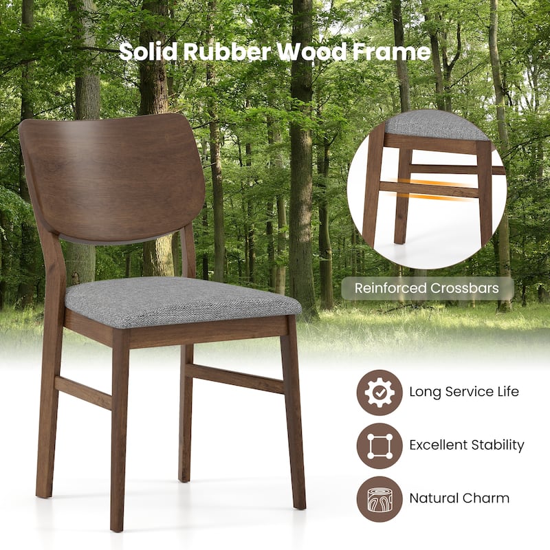 Gymax Dining Chairs Set of 2 w/ Rubber Wood Frame Padded Seat Curved