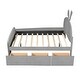 preview thumbnail 41 of 44, Velvet platform bed with stylized headboard