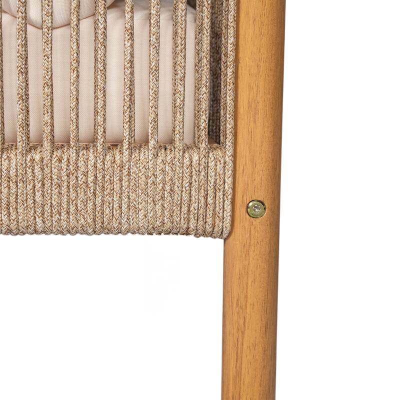 Outdoor Woven Lounge Chair with Sturdy Solid Wood Frame