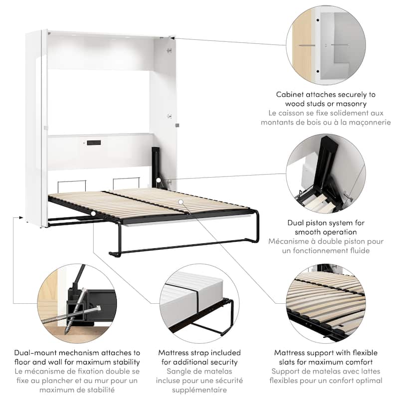 Bestar Avalon High-Gloss Murphy Bed for Multipurpose Spaces