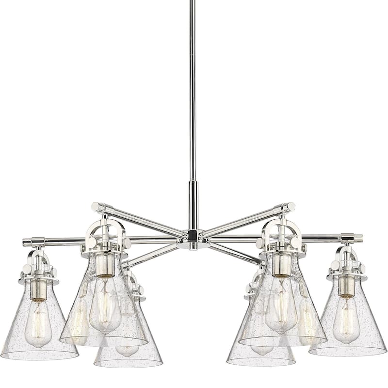 Innovations Lighting 410-6CR-16-26 Newton Cone Chandelier Newton Cone - Polished Nickel / Seedy