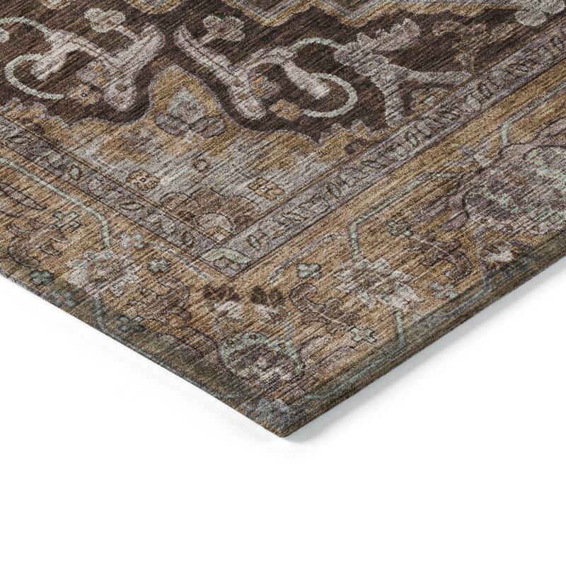Machine Washable Indoor/Outdoor Traditional Medallion Chantille Rug