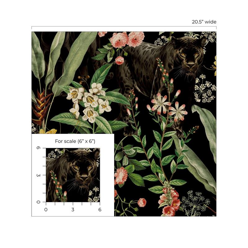 Harry & Grace Panther Jungle Peel and Stick Wallpaper - 20.5 in W x 18 ft. L