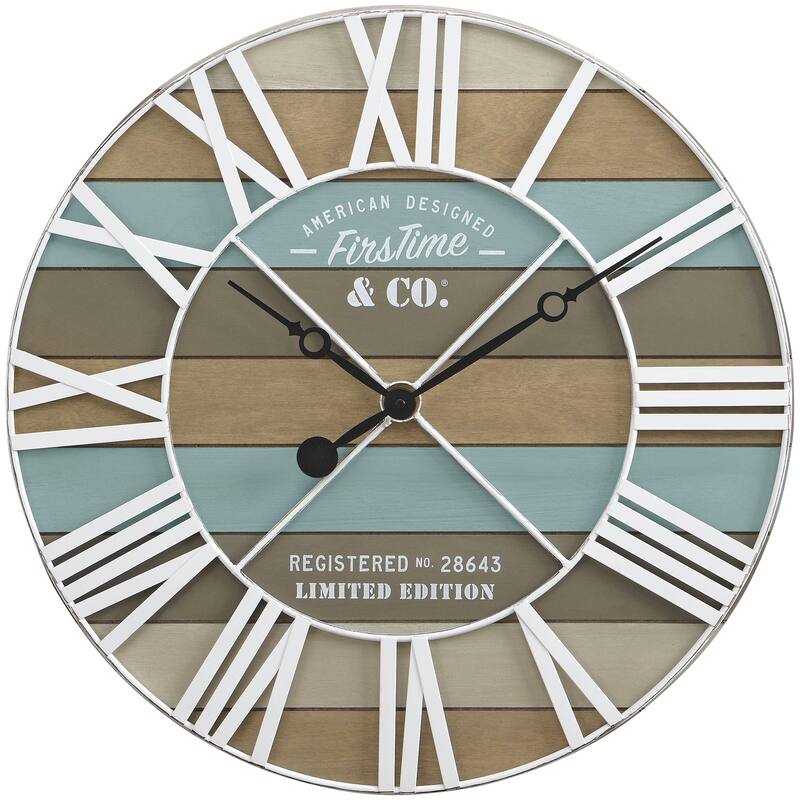 FirsTime & Co. Maritime Farmhouse Plank Wall Clock