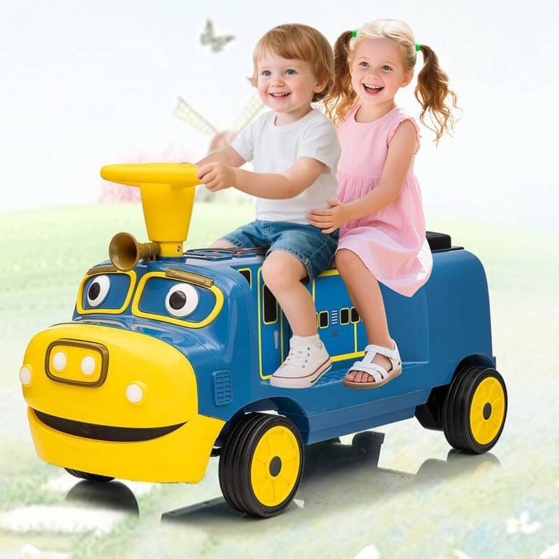 12V Kids Ride On Toy Car, 2-Seater Ride On Train Trackless