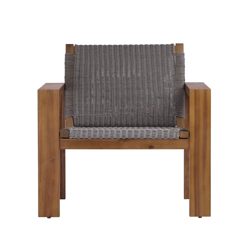 Christopher Knight Home - Set of 2 Outdoor Acacia Wood Club Chair with Wicker Backrests - Set of 2