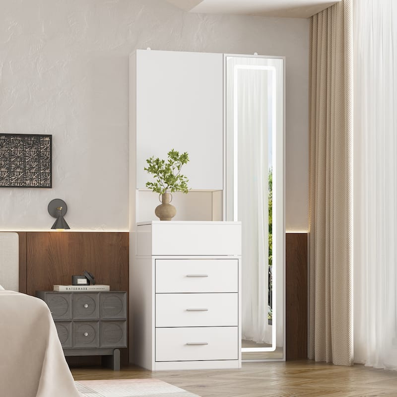 Mirror Dresser with Soft LED Highlights Dressing Cabinet Makeup Vanity - 31.5"x63"