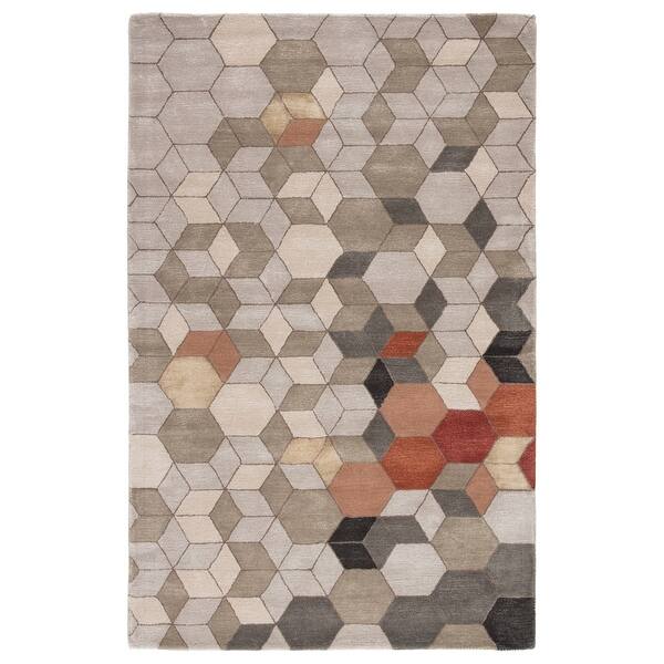 Shop Duras Handmade Geometric Light Grey Orange Area Rug On Sale Overstock 20583627 5 X 8 Light Grey Orange