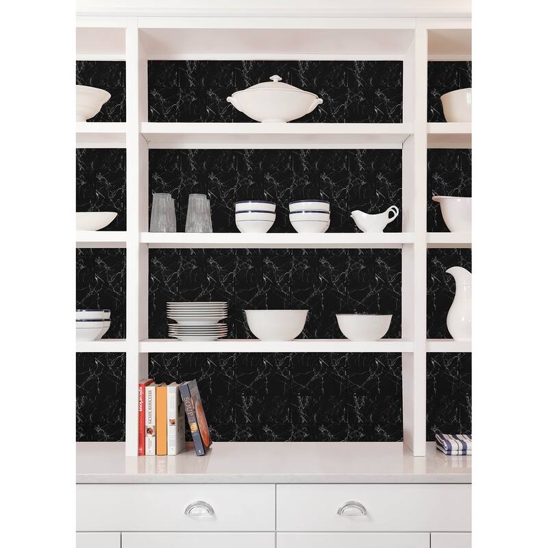 Marble Black Peel and Stick Backsplash Tiles