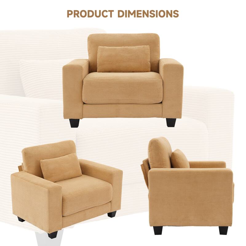 Corduroy Widened Single Sofa Chair, A Extra Lumbar Pillow