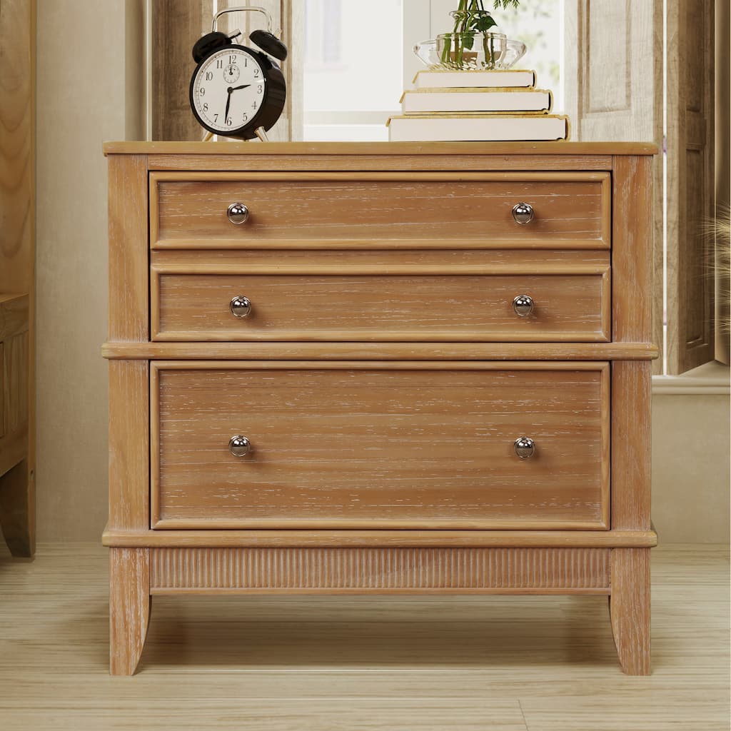 3-Drawer Natural Nightstand