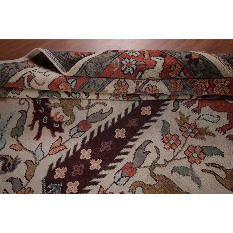 Animal Pictorial Ziegler Indian Large Area Rug Handmade Wool Carpet - 10'0"x 13'10"