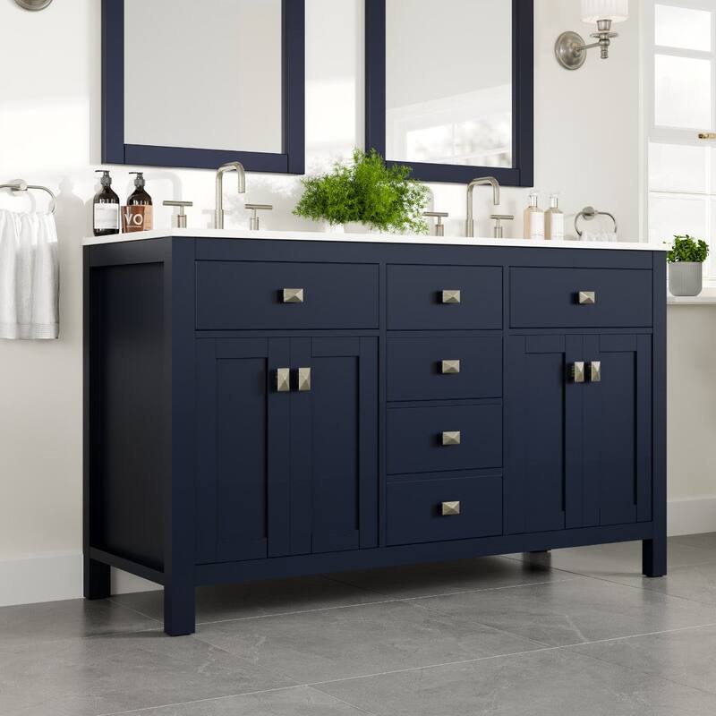Totti Artemis 60" Blue DS Bath Vanity with WH Engineered Top